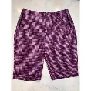 EP Pro Pink Black Diamond Pattern Bermuda Golf Shorts Pockets Poly-Spandex Sz 12